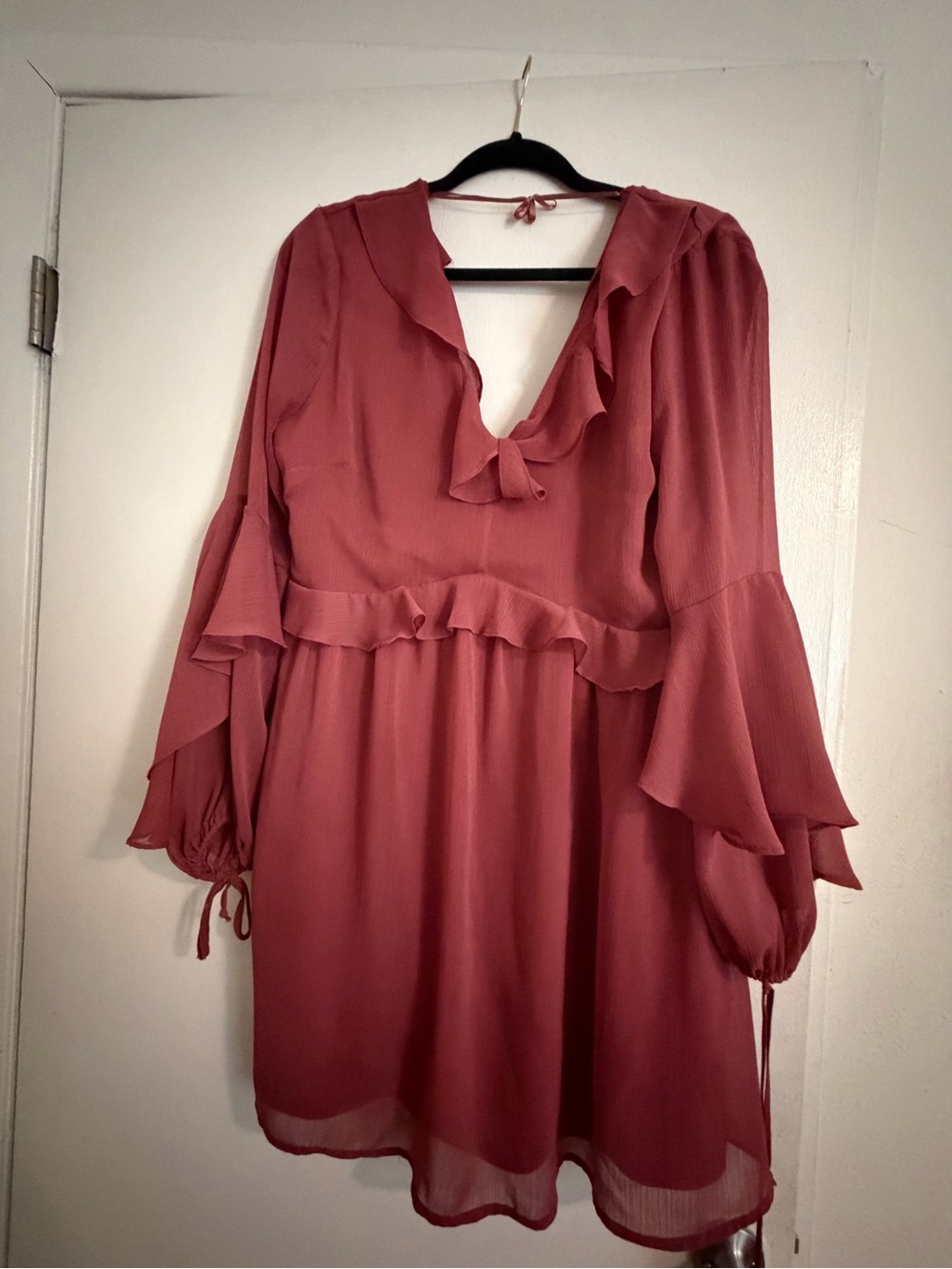 Gianni Bini Rose Clay Ruffle Long Sleeve Dress
